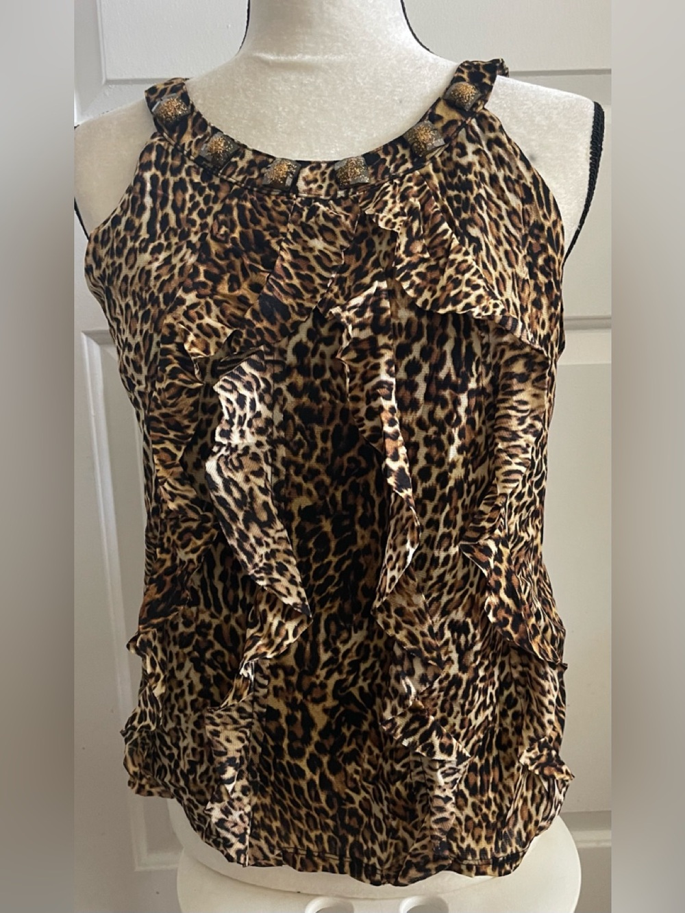 Leopard Print Ruffled Top